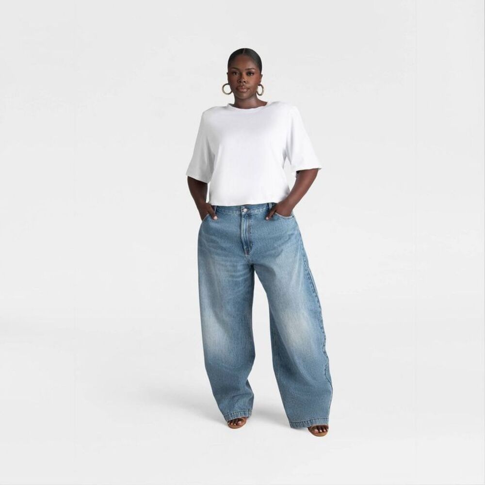 KBB by Kahlana -  Women's Mid-Rise 'The Barrel Leg Je Blue - Picture 3 of 3